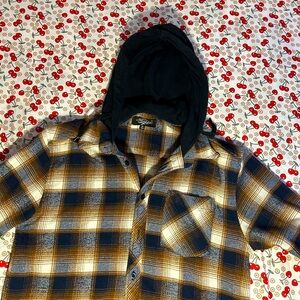 Hooded button down flannel, size M